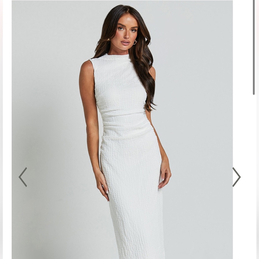 Showpo White Ribbed One Shoulder Sheath Dress